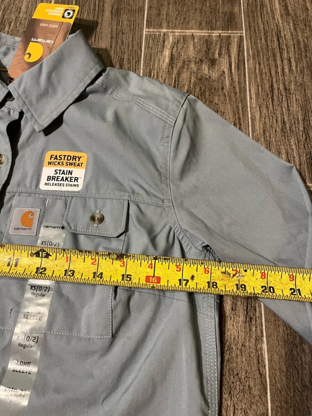Carhartt Womens Ridgefield Shirt Stain Breaker Blue Long Sleeve XS 0/2 NEW - Picture 6 of 7